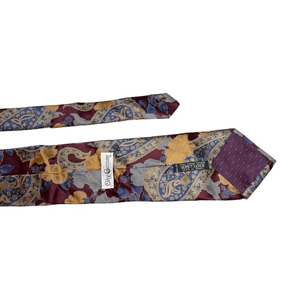 Neck Tie by Oleg Cassini Silk American Made Cool Colors Floral Abstract Paisley - Picture 4 of 7